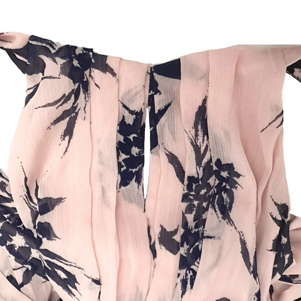 Ronni Nicole Dress 4P Floral Blush Chiffon Maxi - Picture 4 of 12